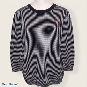 Gap Navy Blue & White Striped Embroidered Hello Sweater Size M‎